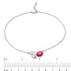 Thumbnail Image 2 of Oval Lab-Created Ruby and White Sapphire Scrolling Vine Anklet in Sterling Silver - 10"