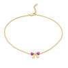 4.0mm Heart-Shaped Lab-Created Ruby and White Sapphire Bow Anklet in 10K Gold - 10"