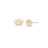 Thumbnail Image 0 of 0.085 CT. T.W. Diamond Crown Stud Earrings in 10K Gold