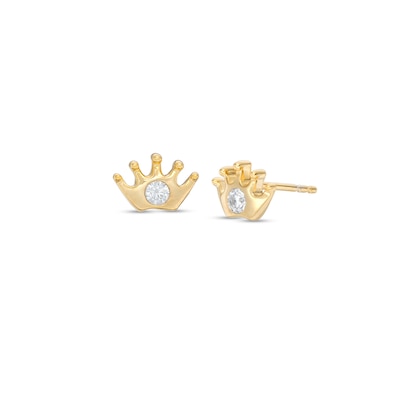 0.085 CT. T.W. Diamond Crown Stud Earrings in 10K Gold