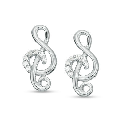 0.085 CT. T.W. Diamond Treble Clef Stud Earrings in Sterling Silver