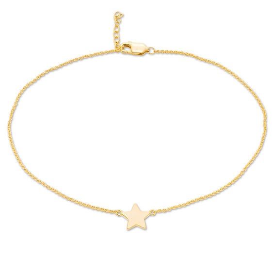 Polished Star Anklet in 10K Gold - 10