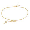 Infinity Cross Drop Anklet in 10K Gold - 10"