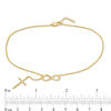 Infinity Cross Drop Anklet in 10K Gold - 10"