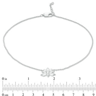 Lotus Flower Anklet in Sterling Silver - 10"