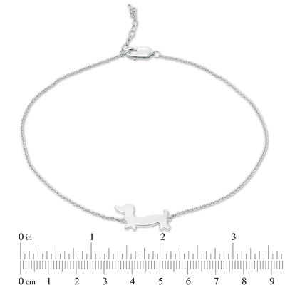 Walking Dachshund Anklet in Sterling Silver - 10"