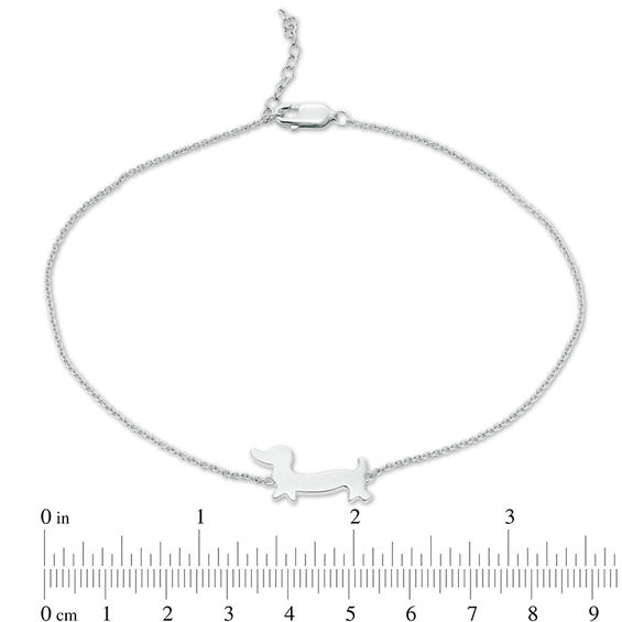 Walking Dachshund Anklet in Sterling Silver - 10"