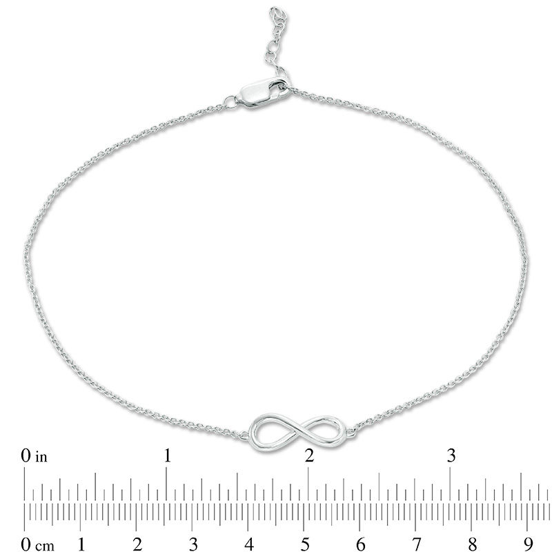 Infinity Double Strand Anklet in 10K White Gold - 9.25"|Peoples Jewellers