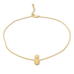 Etched Pineapple Anklet in 10K Gold - 10&quot;