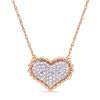 0.23 CT. T.W. Diamond Beaded Frame Heart Necklace in 10K Rose Gold - 17"