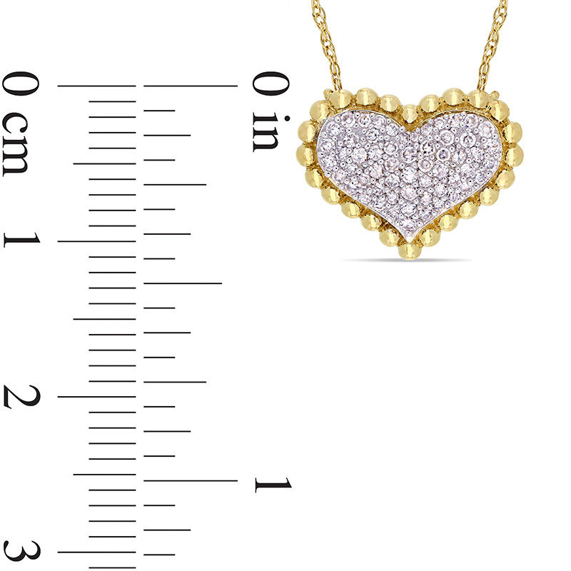 0.23 CT. T.W. Diamond Beaded Frame Heart Necklace in 10K Gold - 17"|Peoples Jewellers