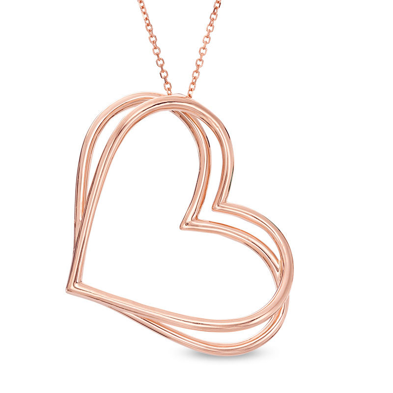 The Kindred Heart from Vera Wang Love Collection Tilted Pendant in 10K Rose Gold - 19"|Peoples Jewellers