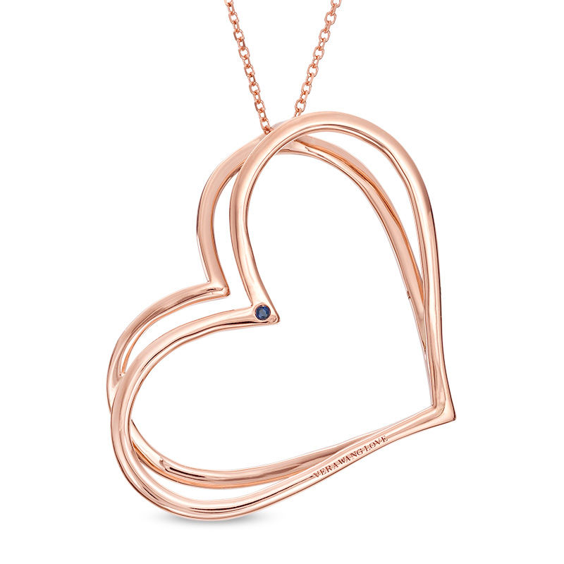 The Kindred Heart from Vera Wang Love Collection Tilted Pendant in 10K Rose Gold - 19"