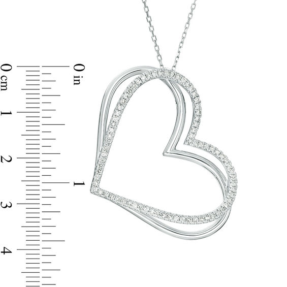 The Kindred Heart from Vera Wang Love Collection 0.45 CT. T.W. Diamond Tilted Pendant in 10K White Gold - 19"