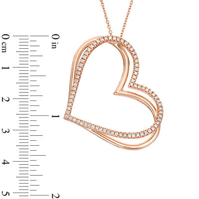 The Kindred Heart from Vera Wang Love Collection 0.45 CT. T.W. Diamond Tilted Pendant in 10K Rose Gold - 19"