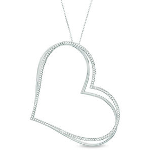 The Kindred Heart from Vera Wang Love Collection 0.95 CT. T.W. Diamond Tilted Pendant in Sterling Silver - 19"