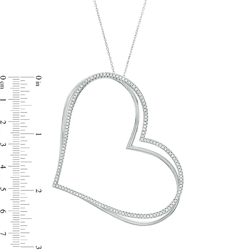 The Kindred Heart from Vera Wang Love Collection 0.95 CT. T.W. Diamond Tilted Pendant in Sterling Silver - 19"|Peoples Jewellers