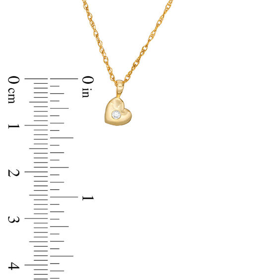 Diamond Accent Solitaire Tilted Heart Pendant in 10K Gold