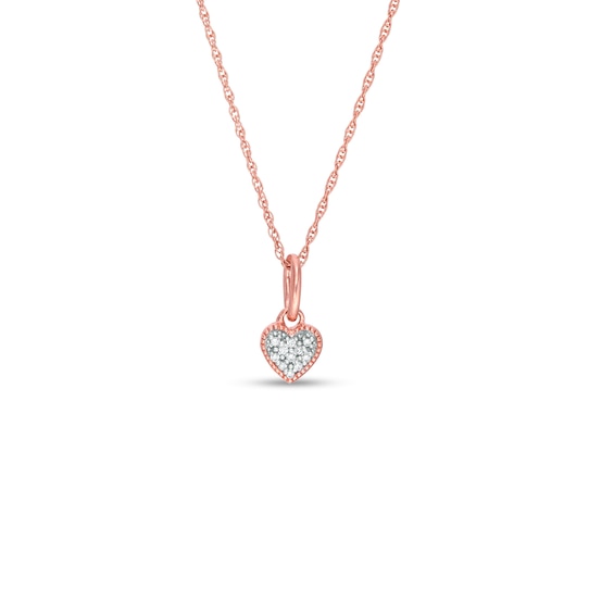 Diamond Accent Heart Vintage-Style Pendant in 10K Rose Gold