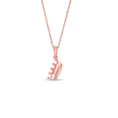 Diamond Accent Solitaire Tilted Crown Pendant in 10K Rose Gold