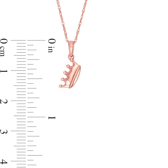 Diamond Accent Solitaire Tilted Crown Pendant in 10K Rose Gold