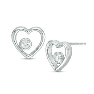 0.085 CT. T.W. Diamond Heart Outline Stud Earrings in Sterling Silver