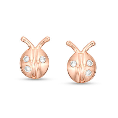 0.04 CT. T.W. Diamond Ladybug Stud Earrings in 10K Rose Gold