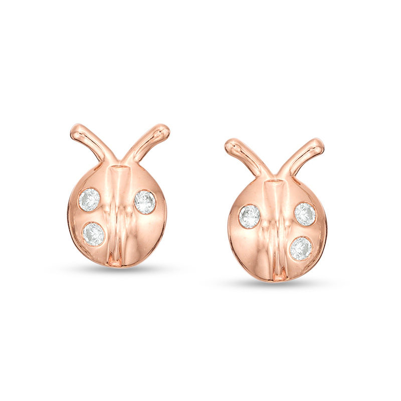 0.04 CT. T.W. Diamond Ladybug Stud Earrings in 10K Rose Gold|Peoples Jewellers