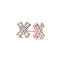 Diamond Accent &quot;X&quot; Vintage-Style Stud Earrings in 10K Rose Gold