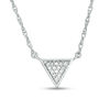 Thumbnail Image 0 of 0.04 CT. T.W. Diamond Triangle Necklace in Sterling Silver - 17.75"