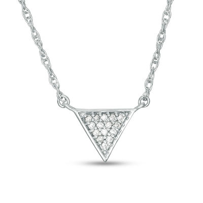 0.04 CT. T.W. Diamond Triangle Necklace in Sterling Silver - 17.75"