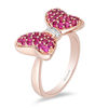 Thumbnail Image 1 of Mickey Mouse & Minnie Mouse Garnet and Diamond Accent Bow Ring in 10K Rose Gold