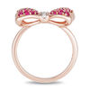 Thumbnail Image 2 of Mickey Mouse & Minnie Mouse Garnet and Diamond Accent Bow Ring in 10K Rose Gold