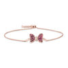 Thumbnail Image 0 of Mickey Mouse & Minnie Mouse Garnet and Diamond Accent Bow Bolo Bracelet in 10K Rose Gold - 8.5"