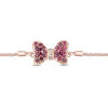 Thumbnail Image 1 of Mickey Mouse & Minnie Mouse Garnet and Diamond Accent Bow Bolo Bracelet in 10K Rose Gold - 8.5"