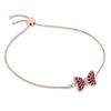 Thumbnail Image 2 of Mickey Mouse & Minnie Mouse Garnet and Diamond Accent Bow Bolo Bracelet in 10K Rose Gold - 8.5"