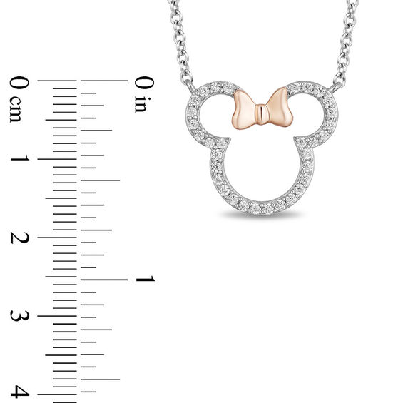 Mickey Mouse & Minnie Mouse 0.18 CT. T.W. Diamond Outline Necklace in Sterling Silver and 10K Rose Gold - 17.5"