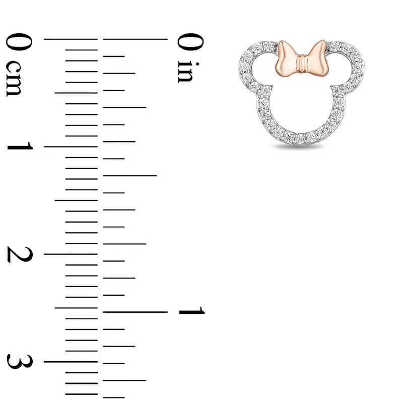 Main Image 3 of Mickey Mouse & Minnie Mouse 0.18 CT. T.W. Diamond Outline Stud Earrings in Sterling Silver and 10K Rose Gold