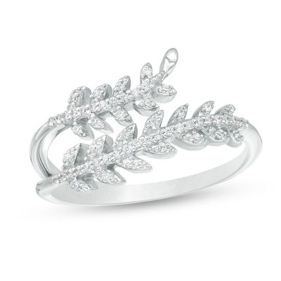 0.15 CT. T.W. Diamond Leaves Split Shank Ring in 10K White Gold