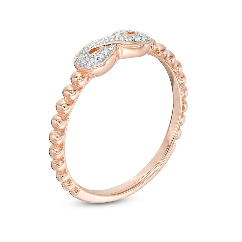 0.07 CT. T.W. Diamond Sideways Infinity Beaded Shank Ring in 10K Rose Gold|Peoples Jewellers