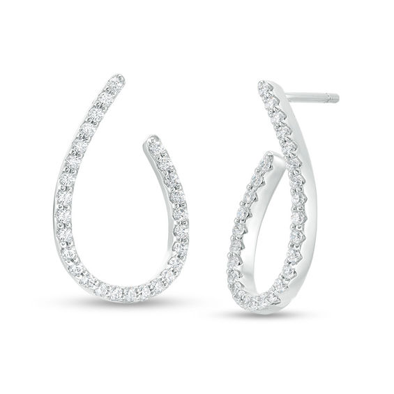 0.50 CT. T.W. Diamond Teardrop Loop Earrings in 10K White Gold