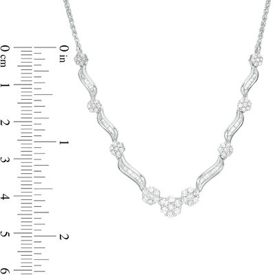 1.00 CT. T.W. Baguette and Round Composite Diamond Necklace in 10K White Gold