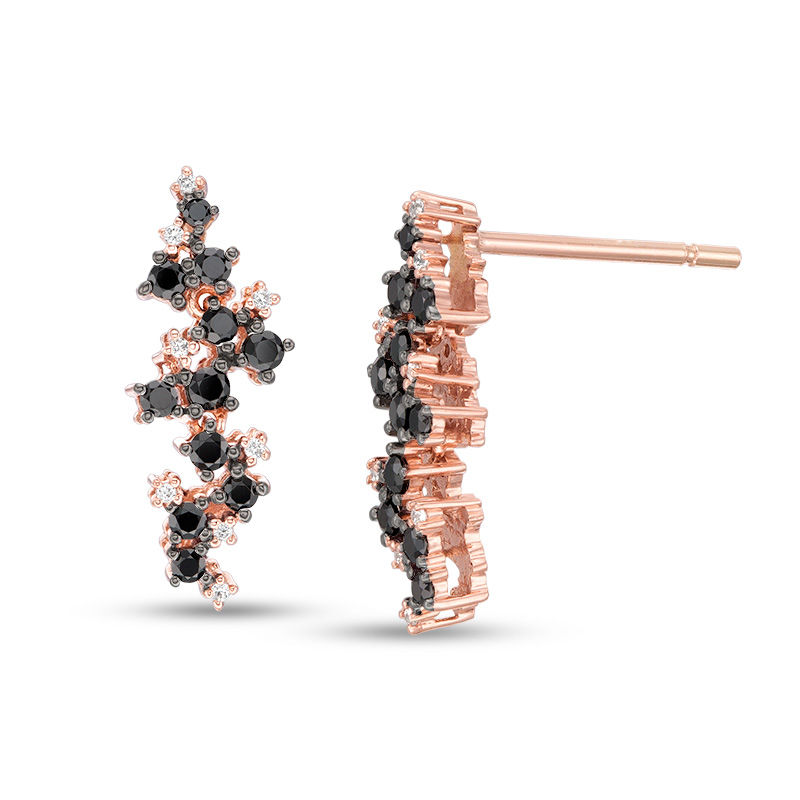 0.25 CT. T.W. Enhanced Black and White Diamond Scatter Drop Earrings in 10K Rose Gold|Peoples Jewellers