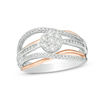 Thumbnail Image 0 of 0.47 CT. T.W. Composite Diamond Crossover Ring in Sterling Silver and 10K Rose Gold