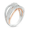 Thumbnail Image 1 of 0.47 CT. T.W. Composite Diamond Crossover Ring in Sterling Silver and 10K Rose Gold