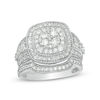 Thumbnail Image 0 of 1.45 CT. T.W. Multi-Diamond Double Cushion Frame Vintage-Style Bridal Set in 10K White Gold