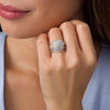 Thumbnail Image 1 of 1.45 CT. T.W. Multi-Diamond Double Cushion Frame Vintage-Style Bridal Set in 10K White Gold