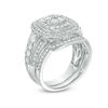 Thumbnail Image 2 of 1.45 CT. T.W. Multi-Diamond Double Cushion Frame Vintage-Style Bridal Set in 10K White Gold