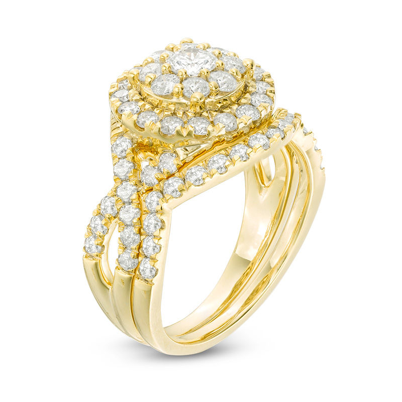1.69 CT. T.W. Diamond Double Frame Twist Bridal Set in 10K Gold|Peoples Jewellers