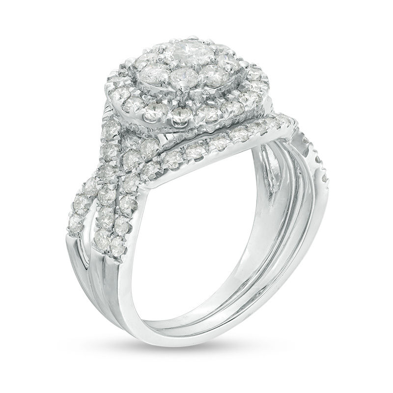 Main Image 3 of 1.69 CT. T.W. Diamond Double Frame Twist Bridal Set in 10K White Gold